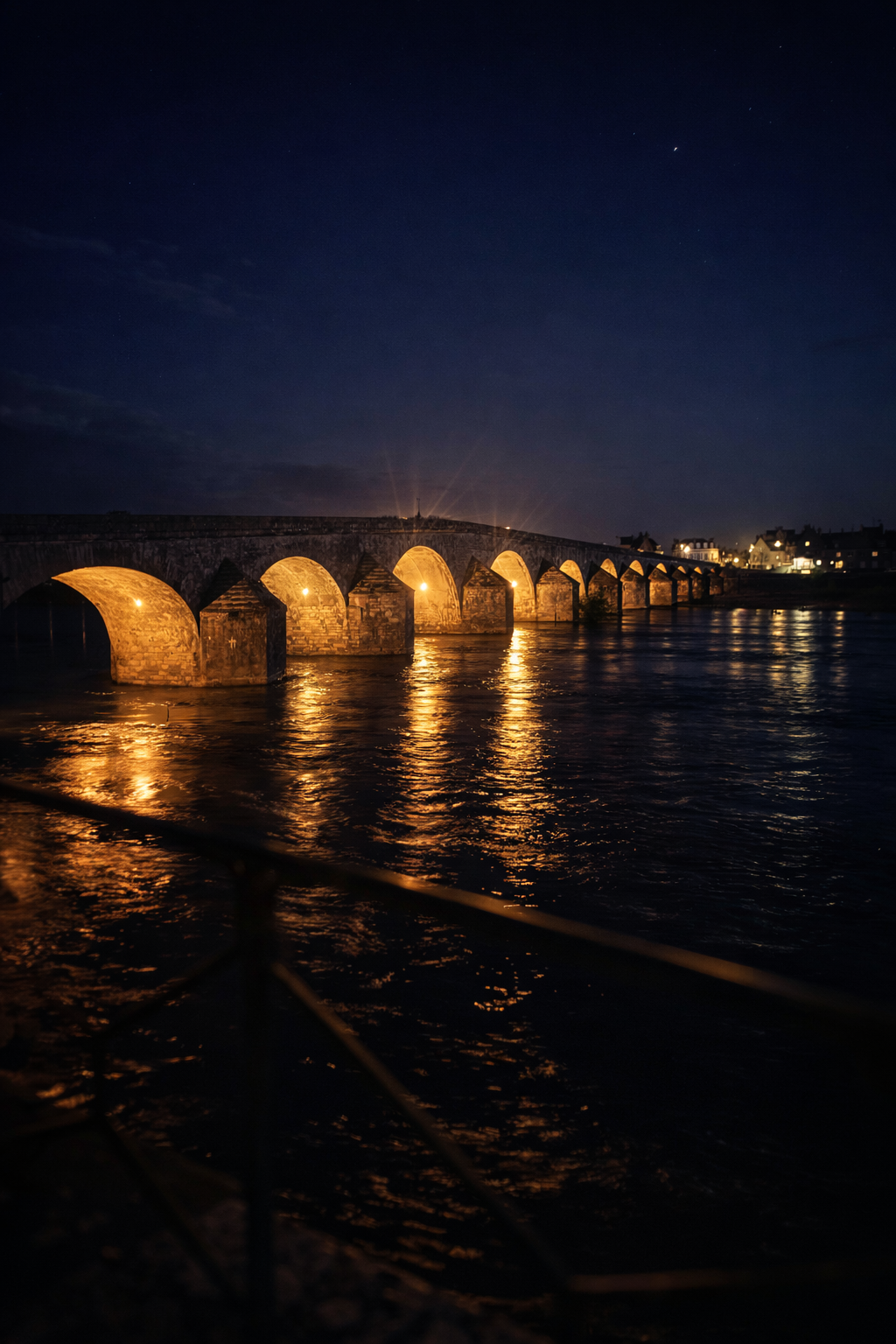 Pont historique de Gien la nuit